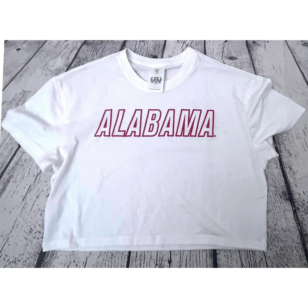 White Crop Top with Red Print